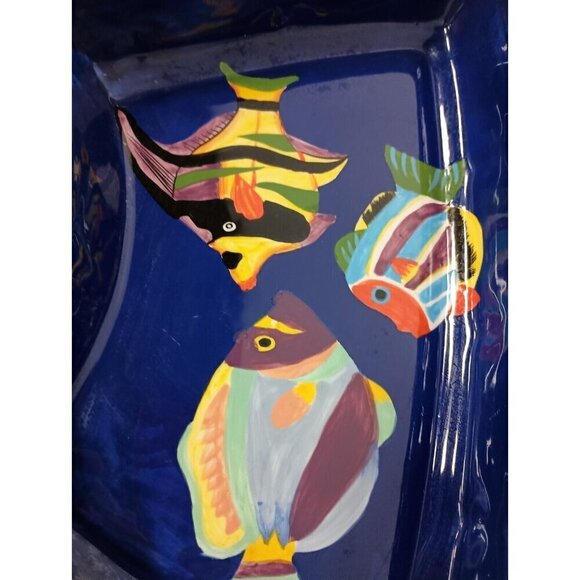 VTG Ceramic Hand Painted Milson & Louis Divided Chip & Dip Serving Platter Bowl - Picture 7 of 12